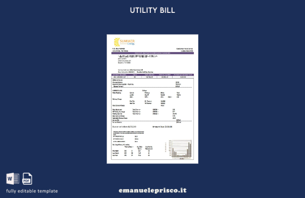 stile verificato Modello di bolletta delle utenze facilmente compilabile USA Tex